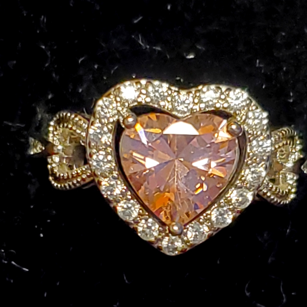 Pink cz sweetheart ring size 8